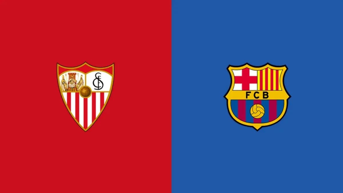 Logos of Sevilla FC and FC Barcelona side by side Logos of Sevilla FC and FC Barcelona side by side