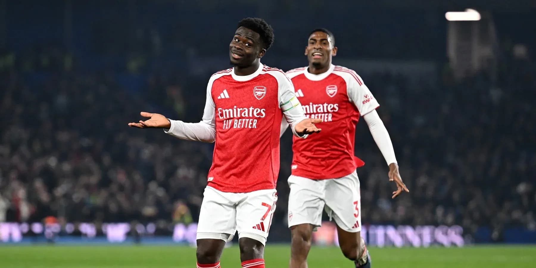 Bukayo Saka celebrating during Brighton match Bukayo Saka celebrating during Brighton match