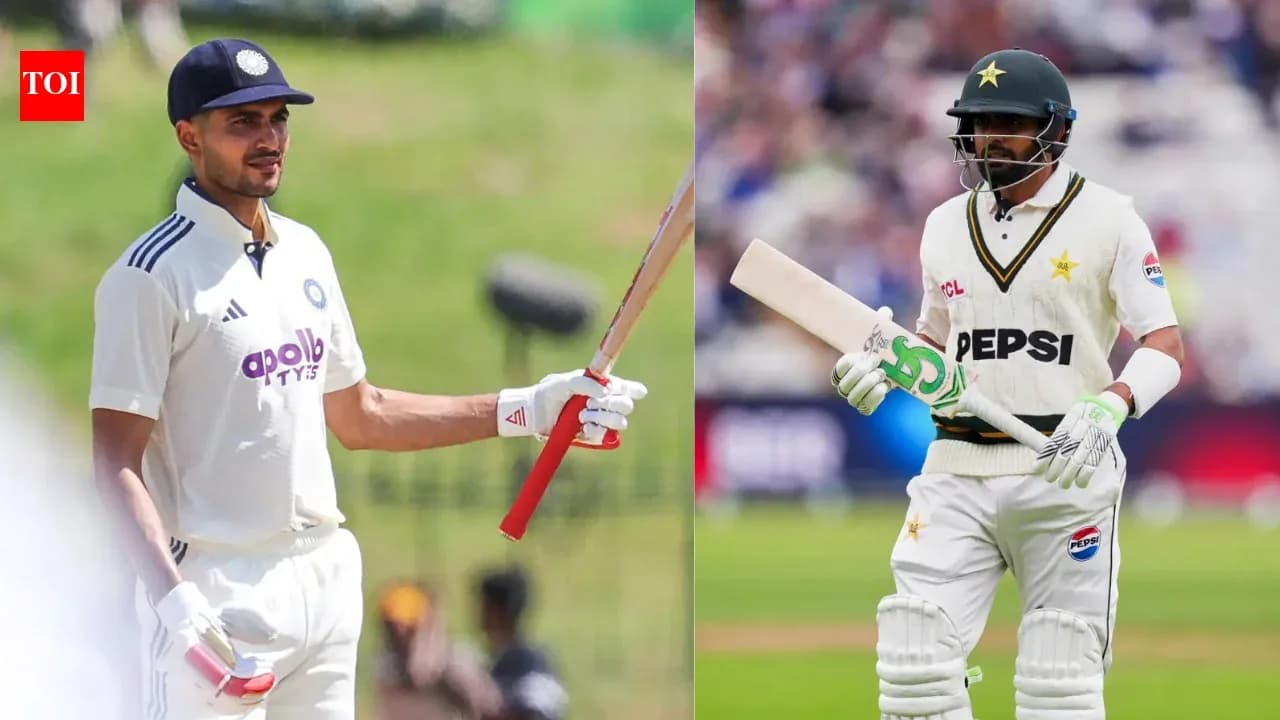 Two cricket players holding bats on field Two cricket players holding bats on field