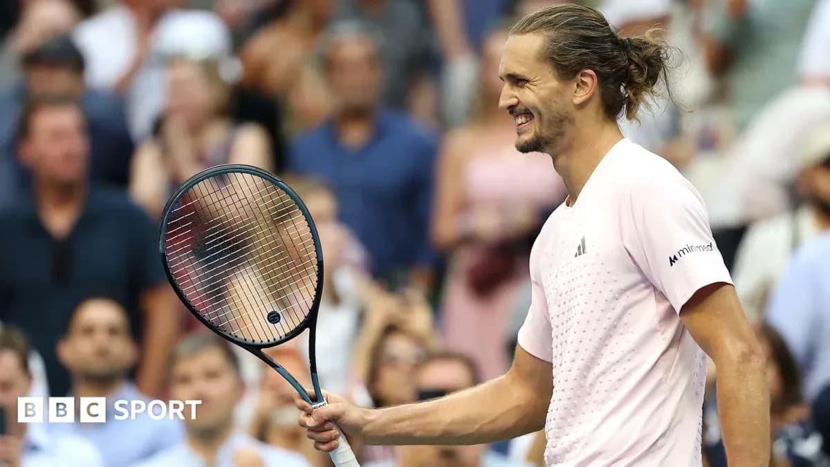 Tennis player celebrating with racket during match Tennis player celebrating with racket during match
