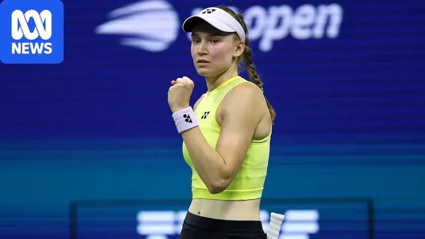 Tennis player celebrating during match at US Open Tennis player celebrating during match at US Open