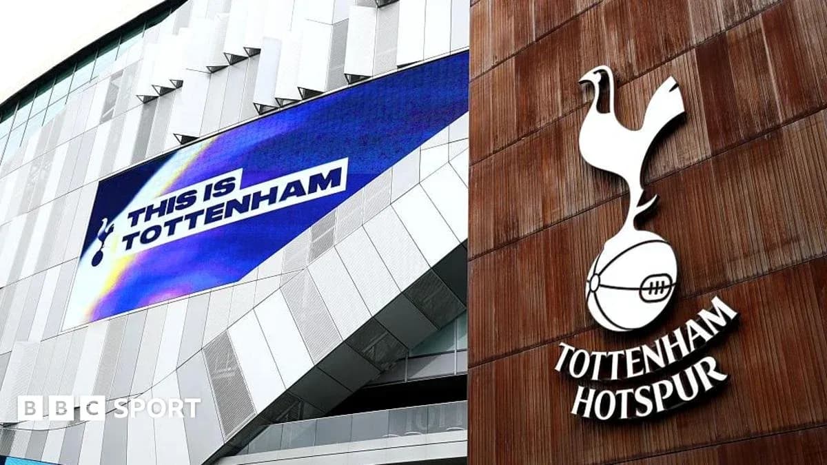 Tottenham Hotspur signage on stadium exterior Tottenham Hotspur signage on stadium exterior
