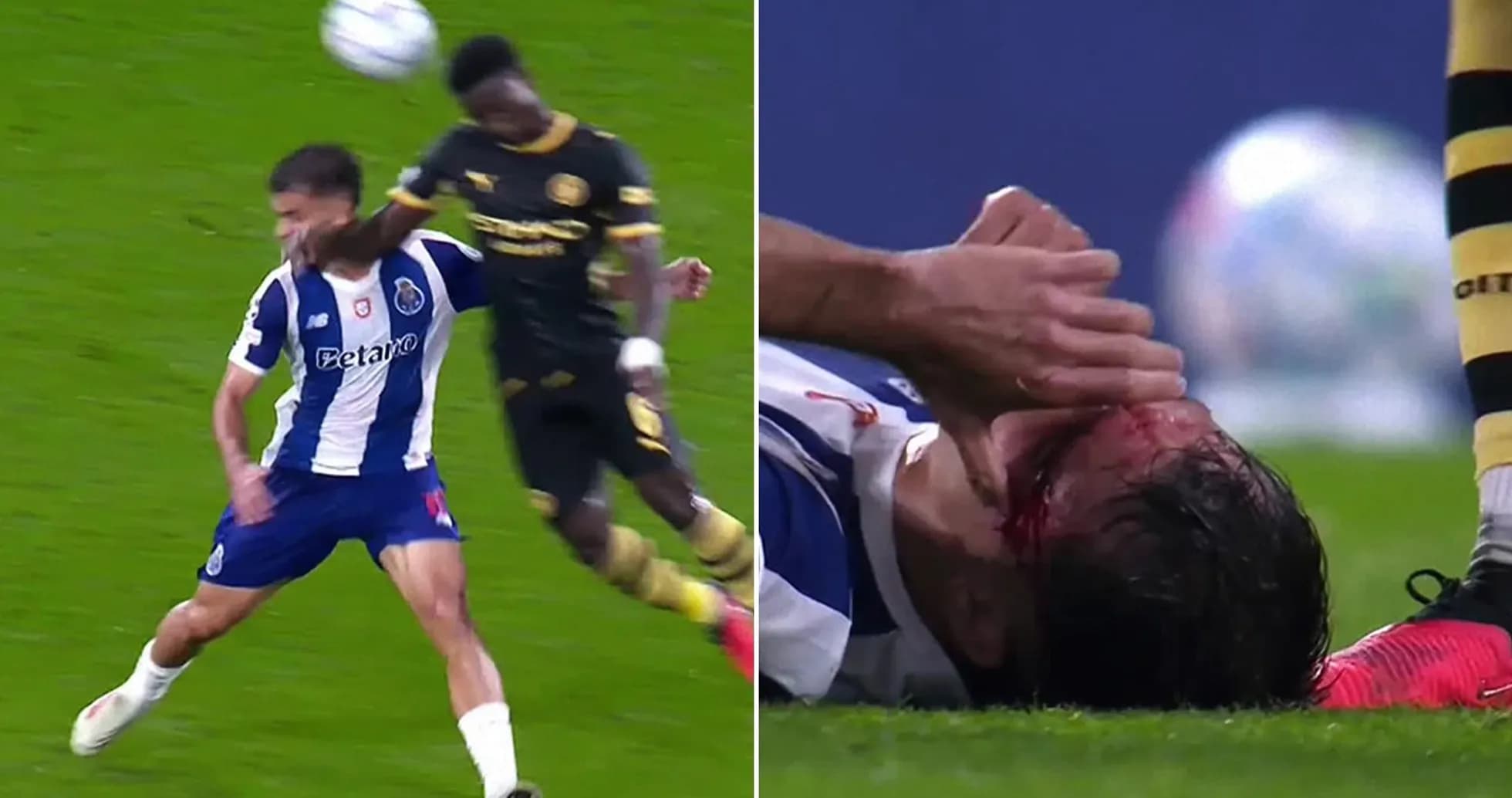 Player injured on the ground after collision Player injured on the ground after collision