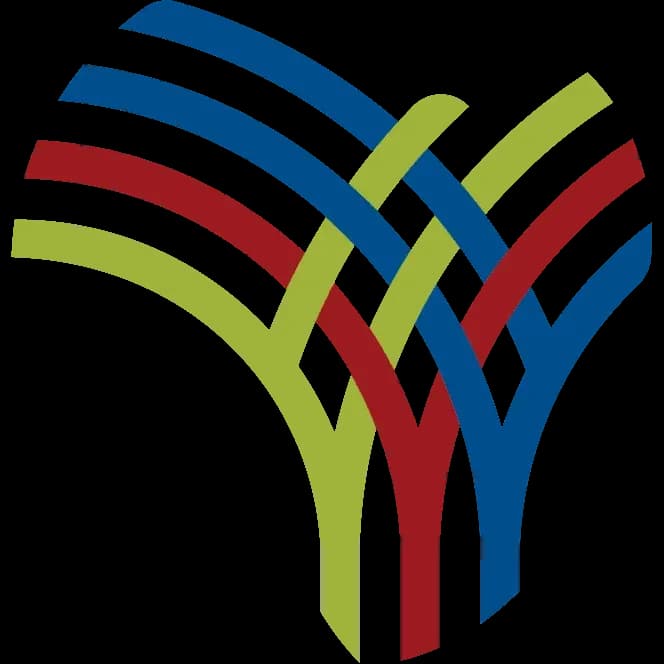 Logo featuring intertwined colorful lines Logo featuring intertwined colorful lines