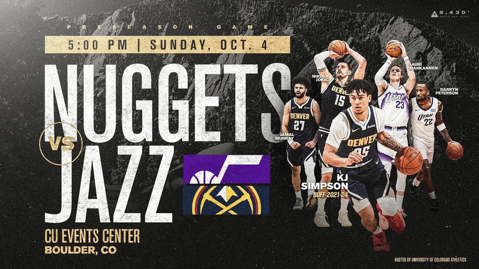 Nuggets vs Jazz preseason game promotional graphic Nuggets vs Jazz preseason game promotional graphic