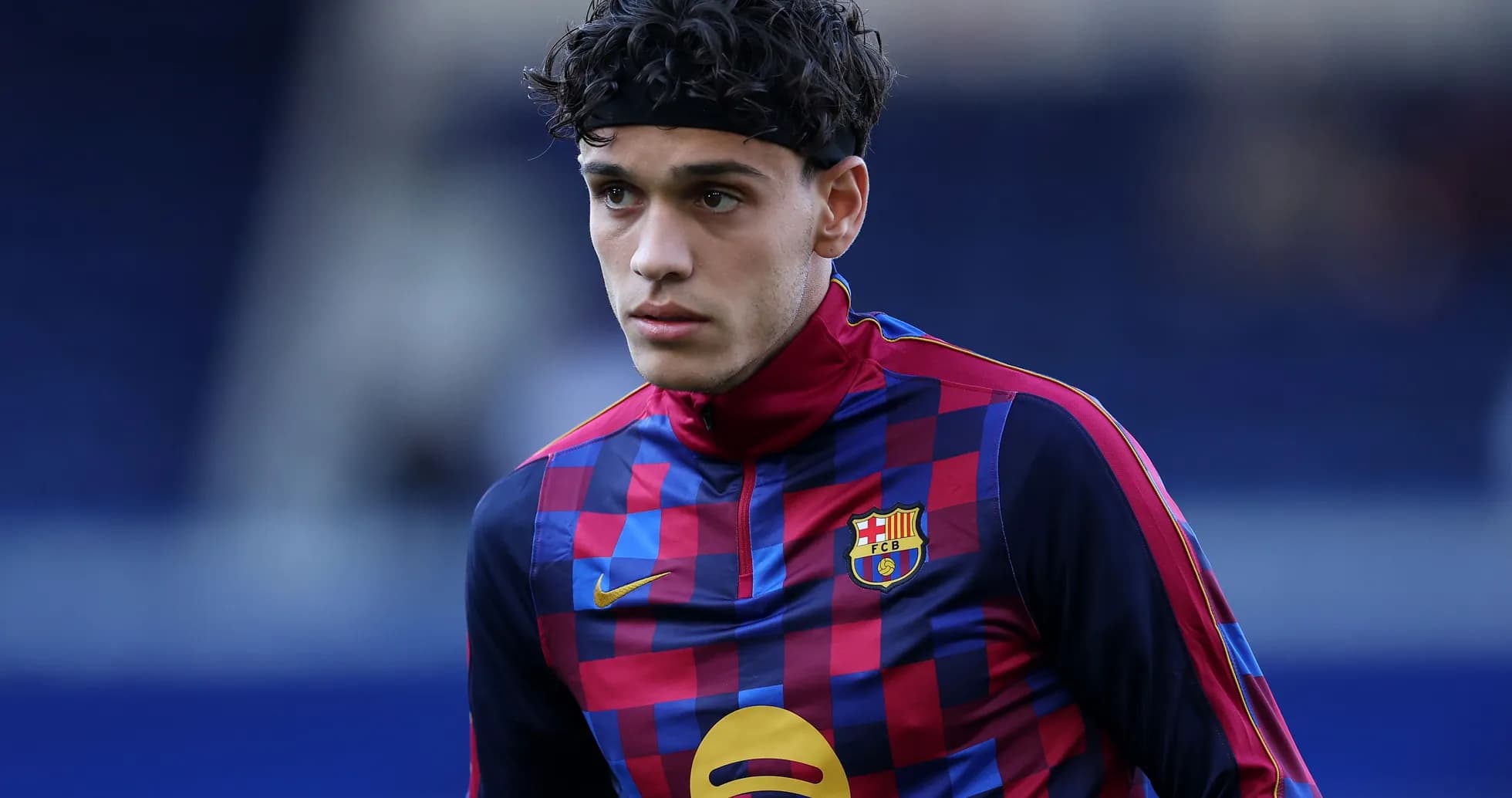 Player in Barcelona training kit before match Player in Barcelona training kit before match