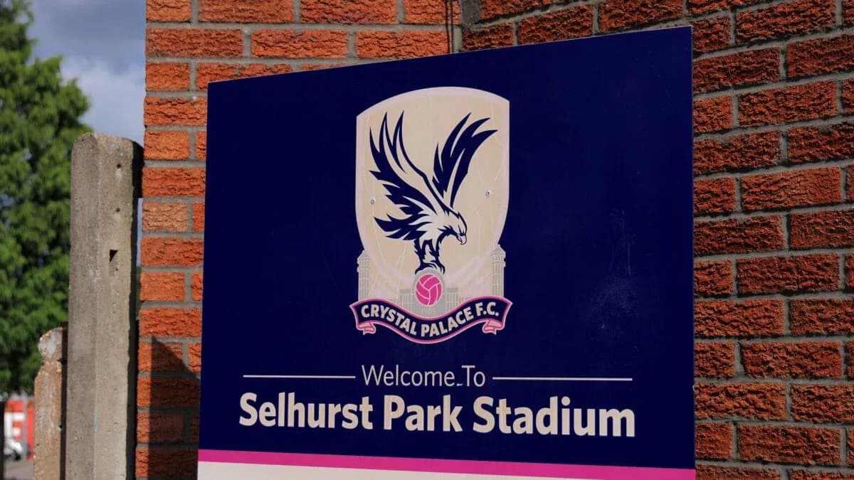 Welcome sign at Selhurst Park Stadium, home of Crystal Palace Welcome sign at Selhurst Park Stadium, home of Crystal Palace
