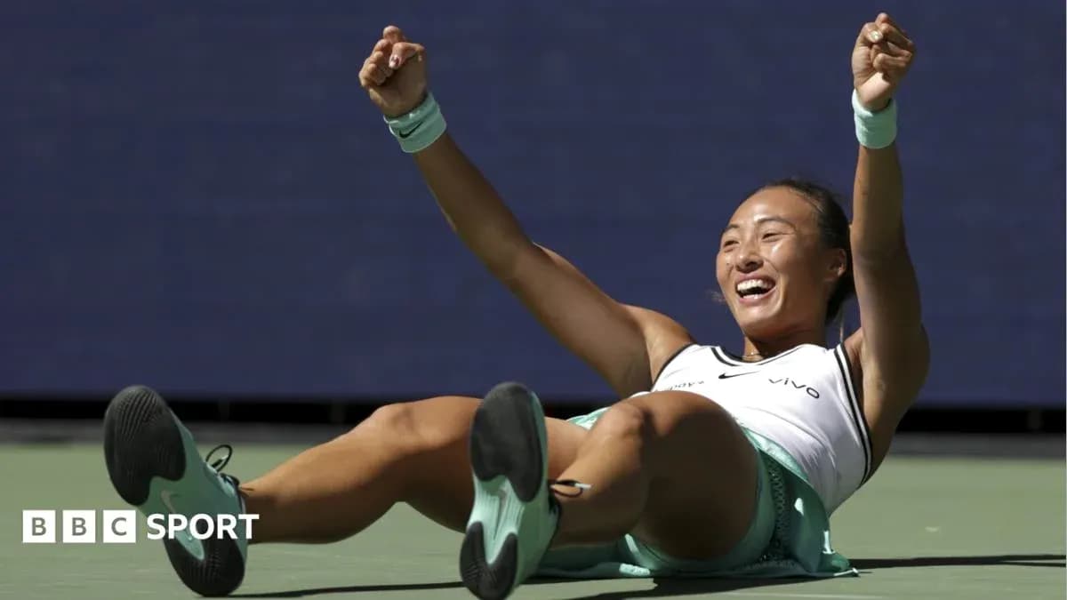 Player celebrating victory on the tennis court Player celebrating victory on the tennis court