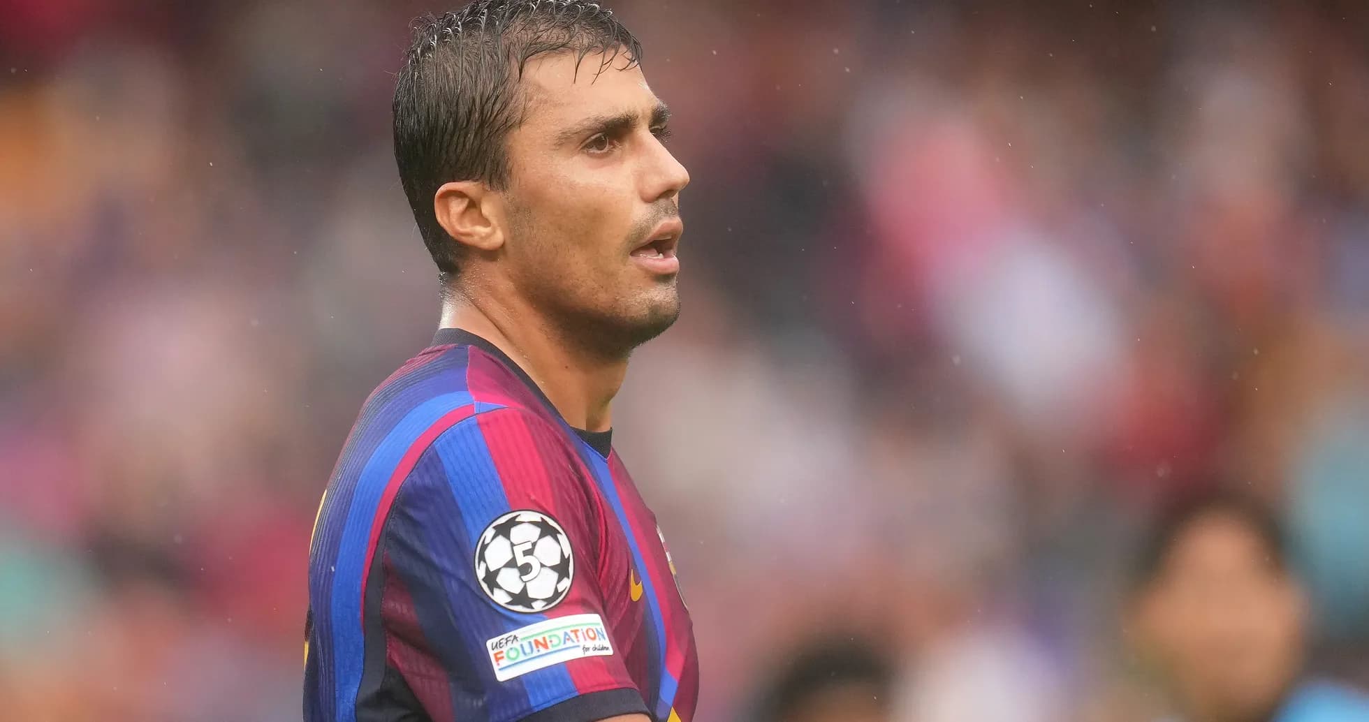 Player in FC Barcelona jersey during match Player in FC Barcelona jersey during match