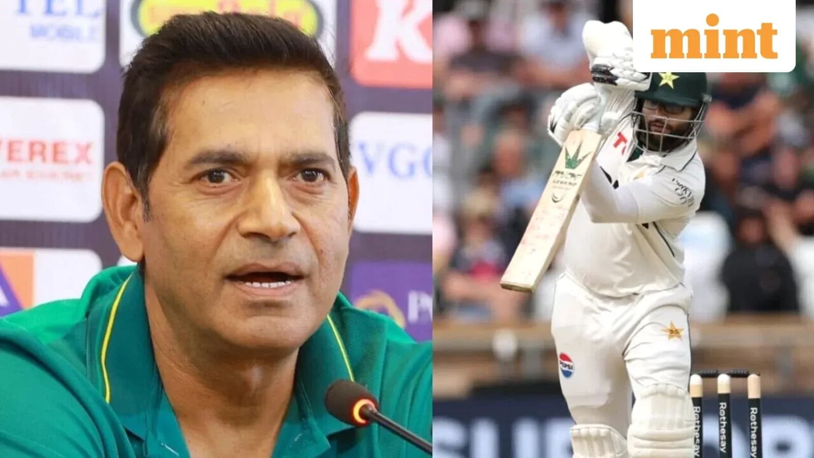 Cricketer batting during match, coach at press conference Cricketer batting during match, coach at press conference