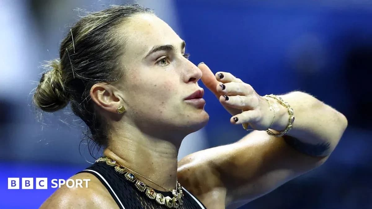 Tennis player gesturing during a match Tennis player gesturing during a match