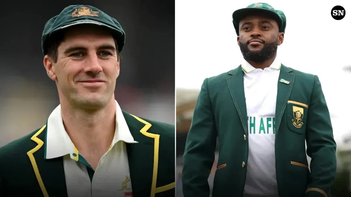 Two cricketers in national team blazers and caps Two cricketers in national team blazers and caps