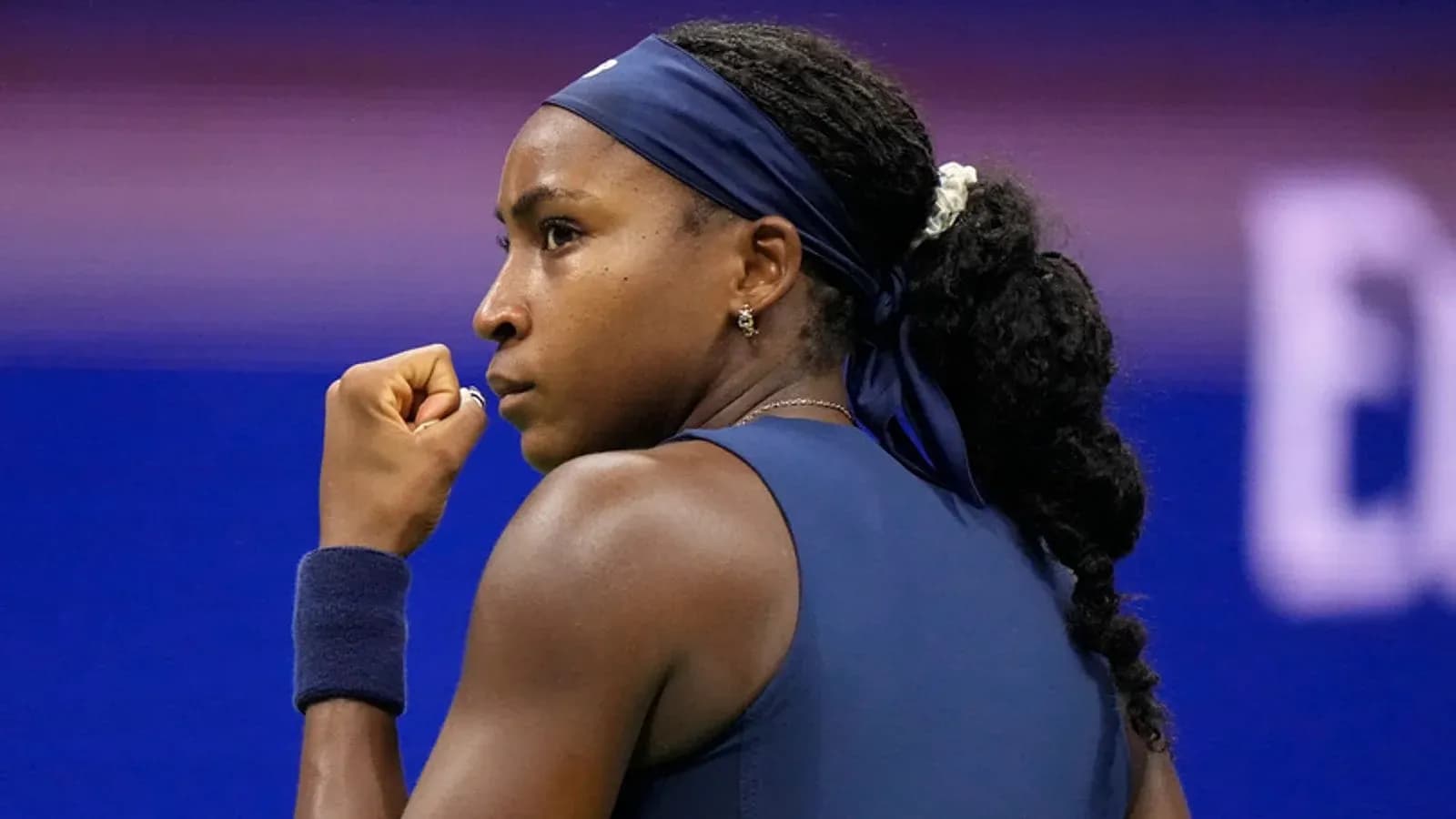 Coco Gauff celebrating during a tennis match Coco Gauff celebrating during a tennis match