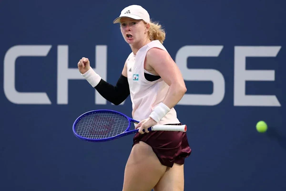 Tennis player celebrating during a match Tennis player celebrating during a match