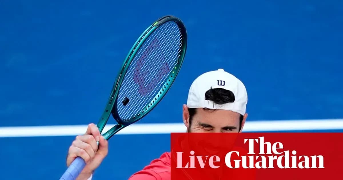 Tennis player celebrating with racket on blue court Tennis player celebrating with racket on blue court